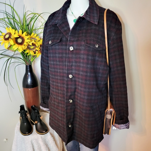 Utex Women's Plaid Barn Jacket Vintage Wool Blend - Picture 3 of 8